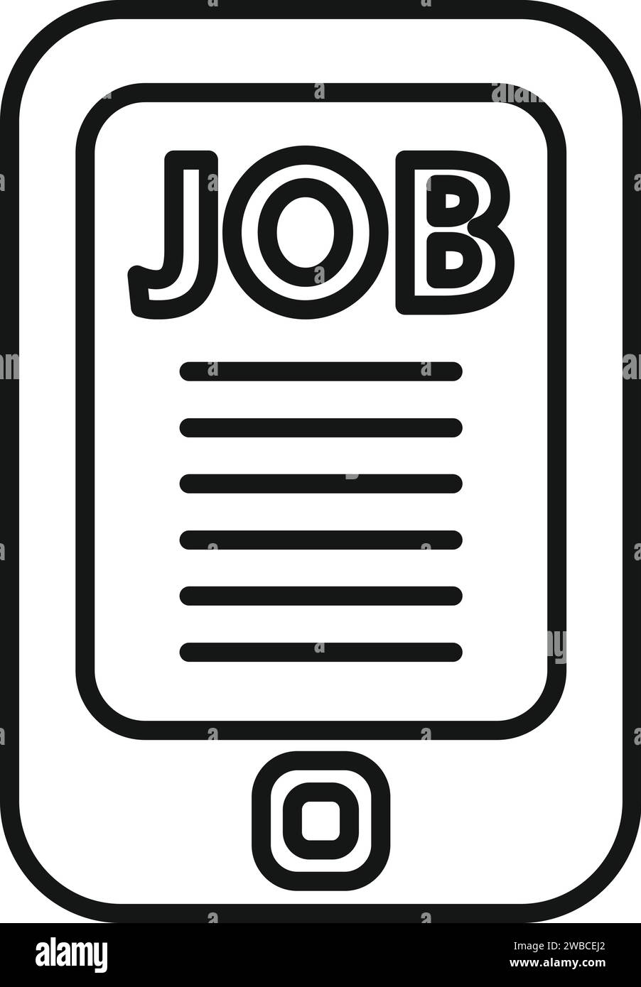 Icona ricerca lavoro tablet per delineare vettore. Un bicchiere di carriera. Cerca colloquio nella cartella Illustrazione Vettoriale