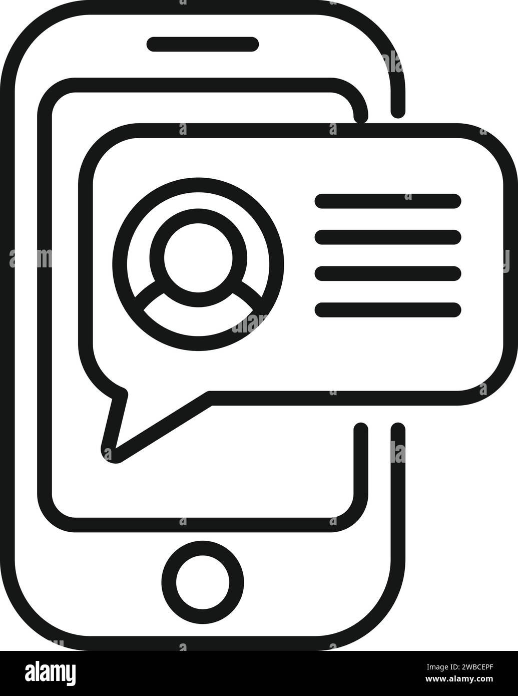Icona dei messaggi dello smartphone per delineare il vettore. Un bicchiere di carriera. Ripristino della posizione di lavoro Illustrazione Vettoriale