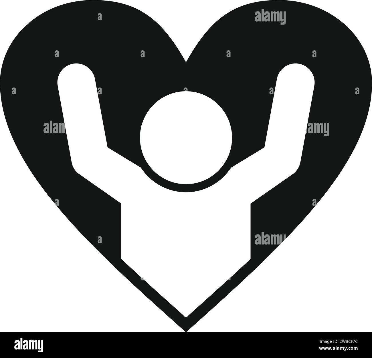 Unit Love Heart Icon Simple Vector. Palmo di supporto. Padre oscuro Illustrazione Vettoriale