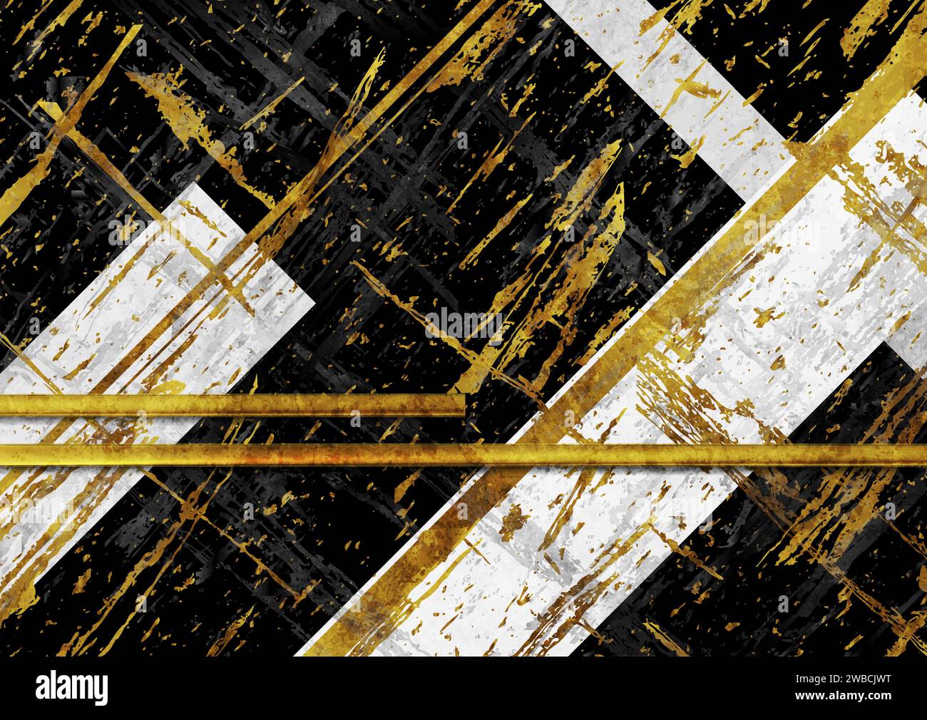 Sfondo astratto con texture geometrica in marmo grunge nero, bianco e dorato. Progettazione vettoriale Illustrazione Vettoriale