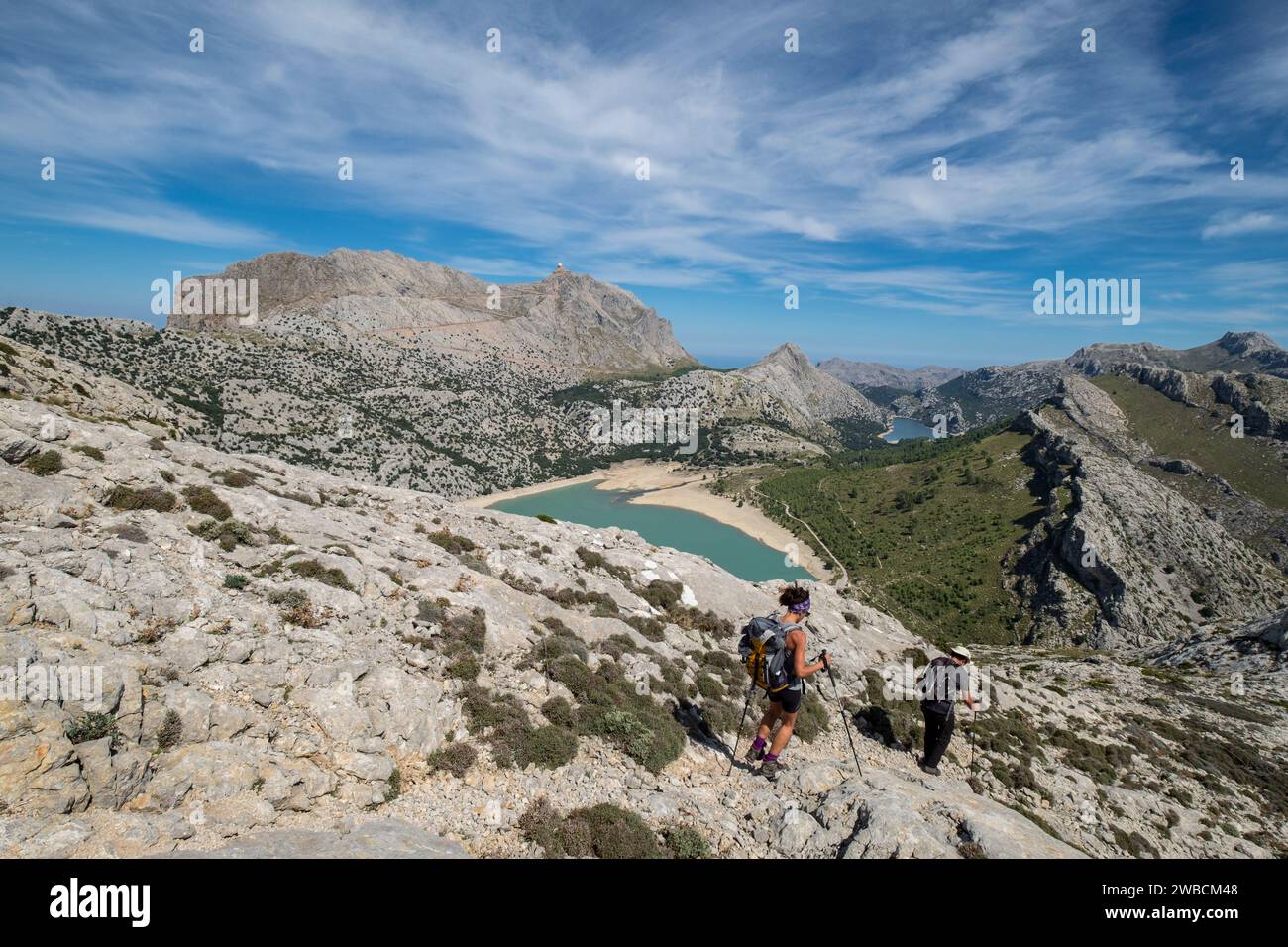 embalse de Cúber desde la sierra de Rateta, Paraje Natural de la Serra de Tramuntana, Mallorca, Isole baleari, Spagna Foto Stock