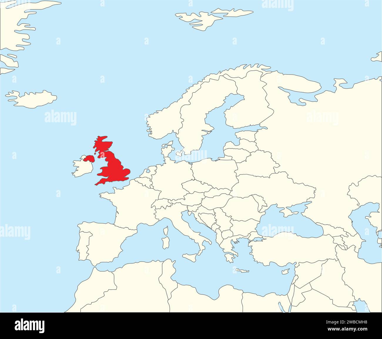 Mappa dell'ubicazione del REGNO UNITO DI GRAN BRETAGNA E IRLANDA DEL NORD, EUROPA Illustrazione Vettoriale