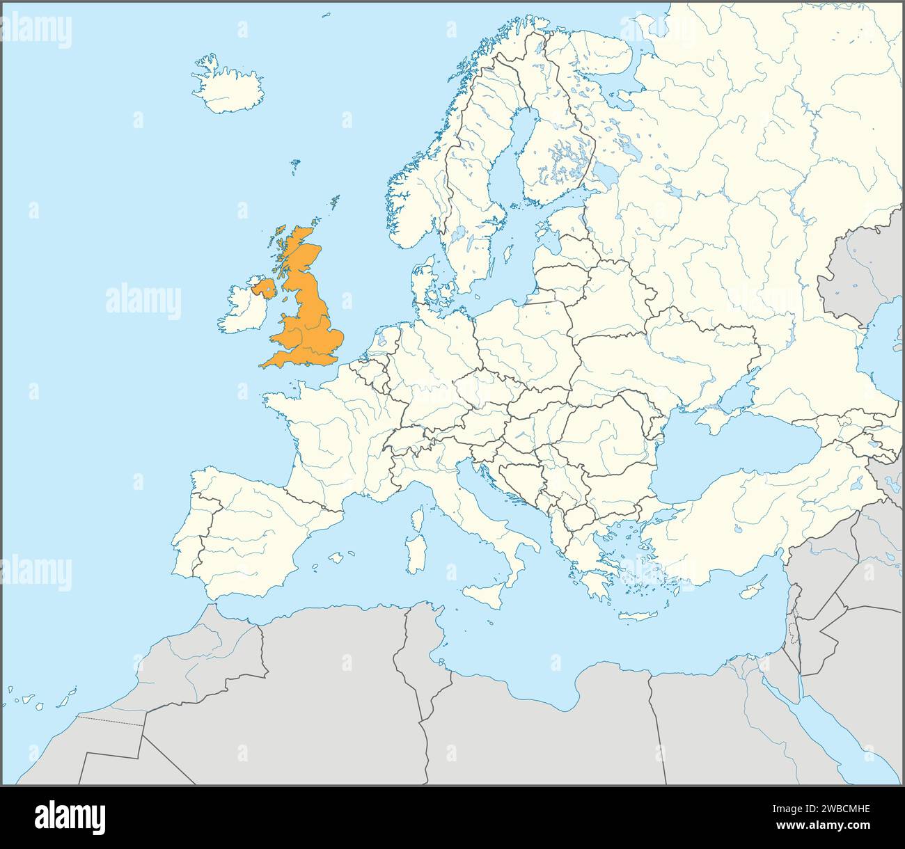 Mappa dell'ubicazione del REGNO UNITO DI GRAN BRETAGNA E IRLANDA DEL NORD, EUROPA Illustrazione Vettoriale
