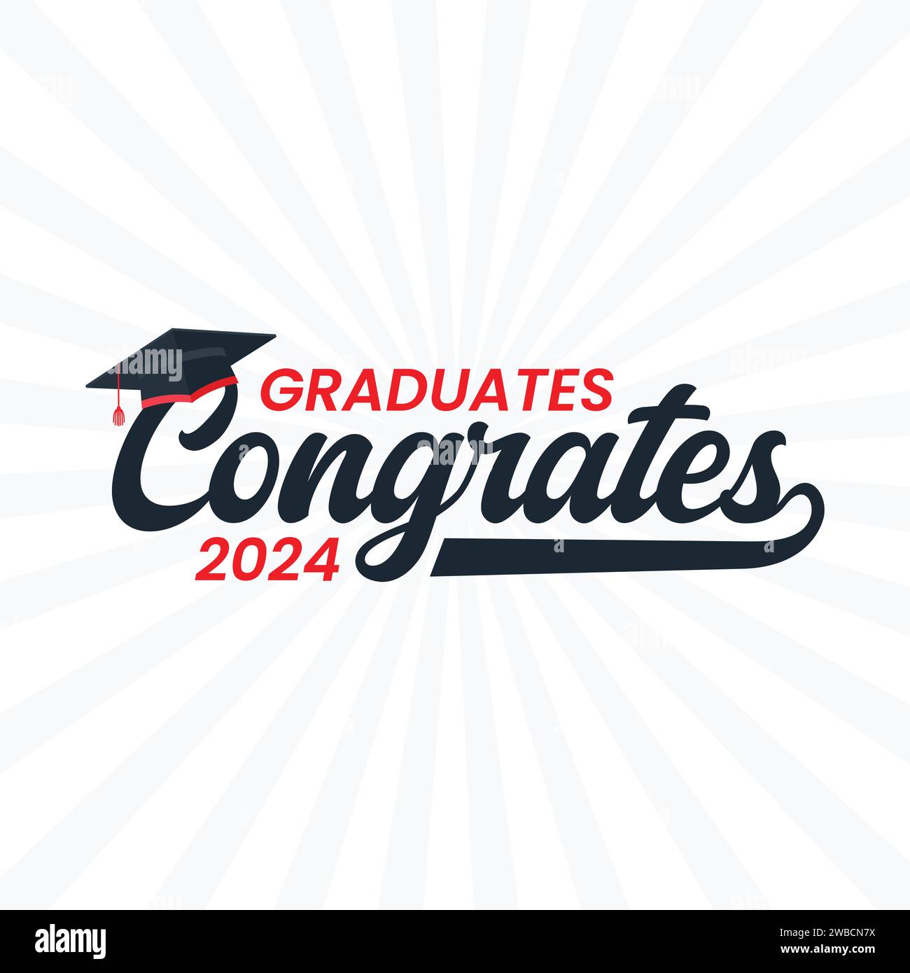 Complimenti per l'illustrazione vettoriale delle lettere. Striscione di congratulazioni per la festa di laurea, il ballo, la cerimonia di congratulazioni, il biglietto d'auguri. Elementi da festeggiare Illustrazione Vettoriale