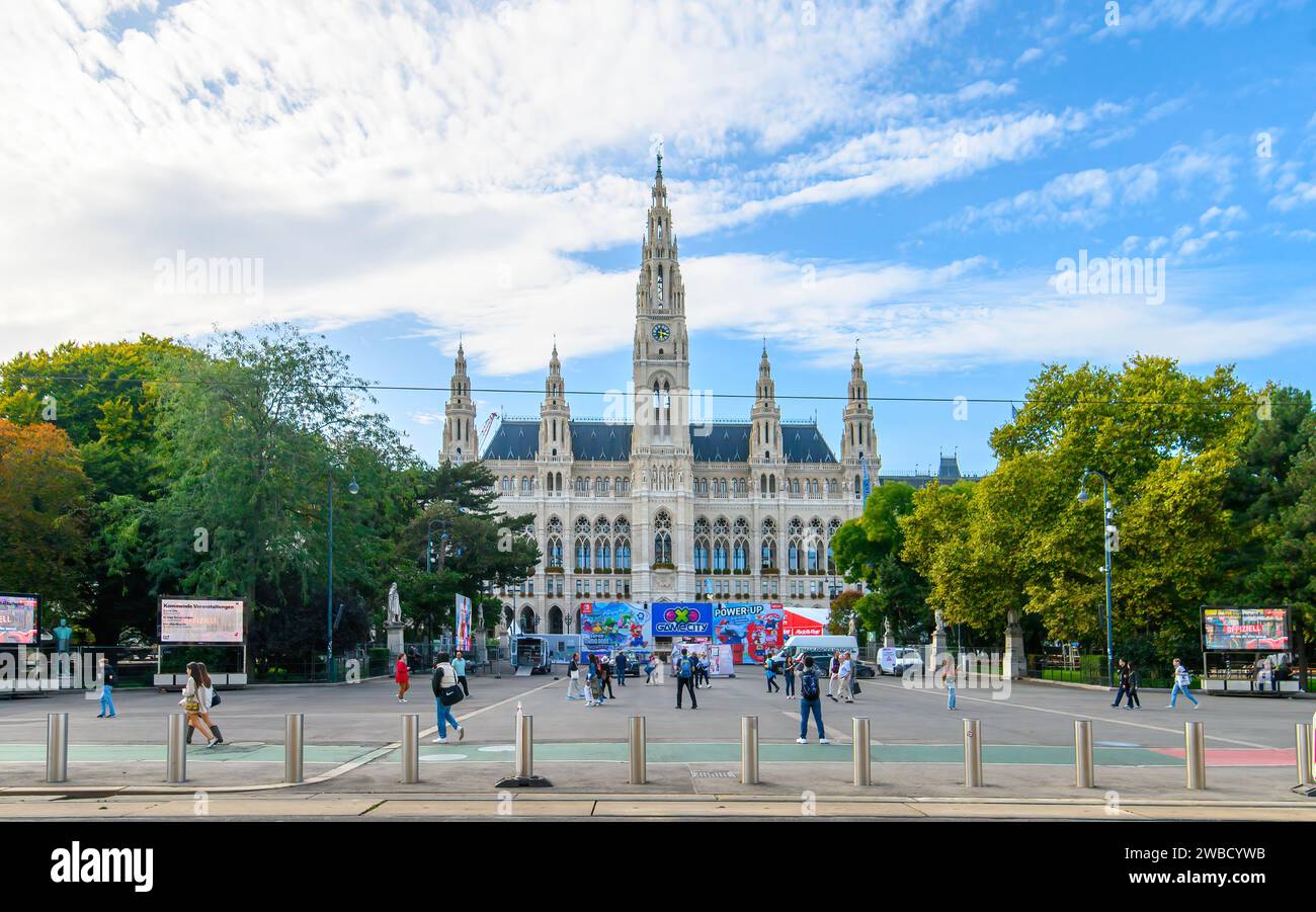 VIENNA, AUSTRIA. Il Wiener Rathaus - Municipio di Wien. Foto Stock