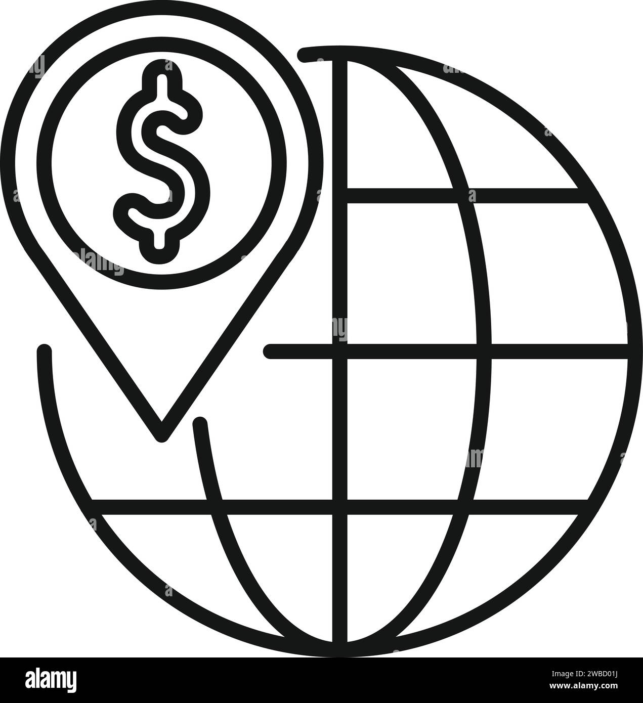 Icona del supporto finanziario globale per la descrizione del vettore. Economico sociale. Concessione di un prestito Illustrazione Vettoriale