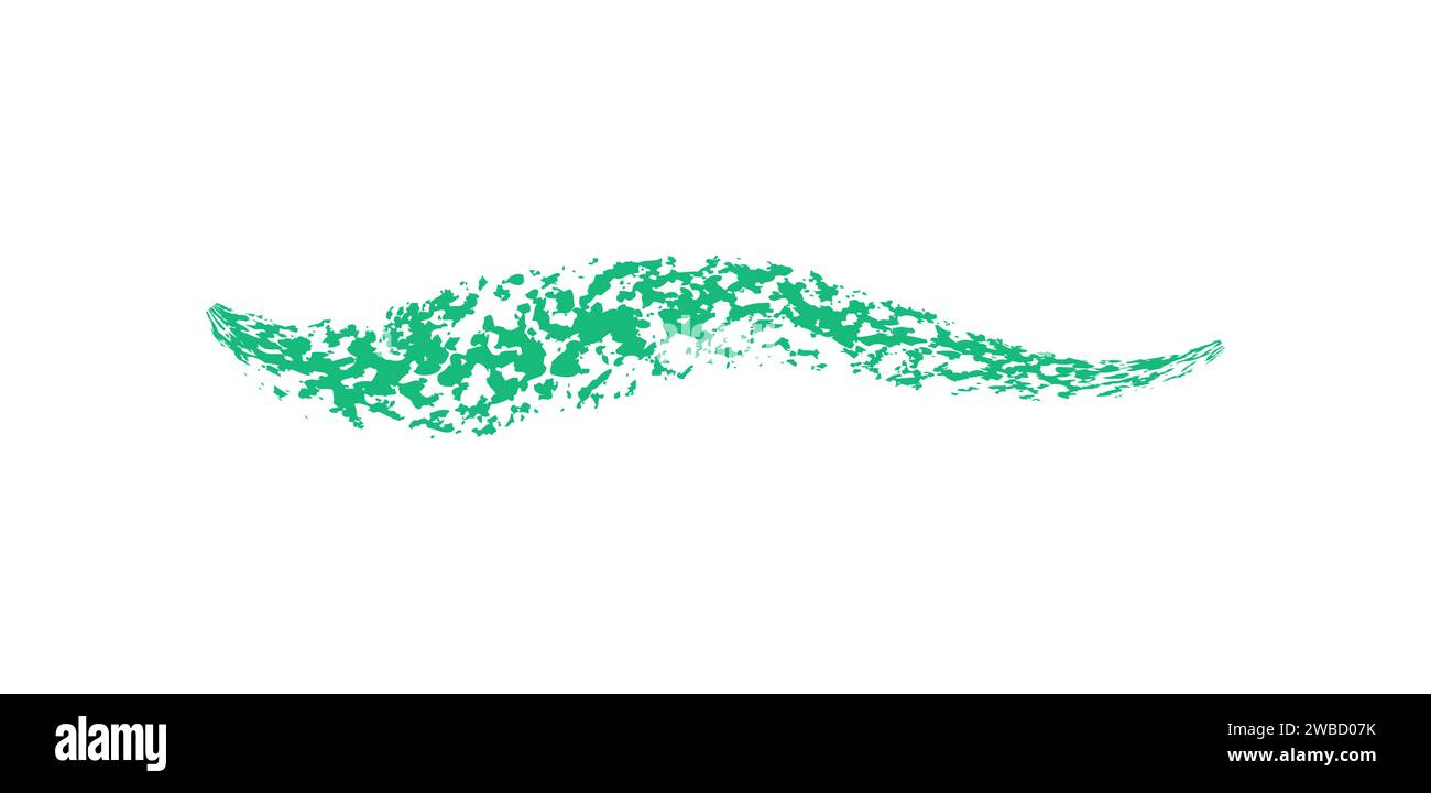 Semplice linea verde ondulata disegnata a mano con pastelli di cera, gesso o carbone. Consistenza irregolare a secco della cera per sottolineare o evidenziare il testo. Linea a matita, Illustrazione Vettoriale
