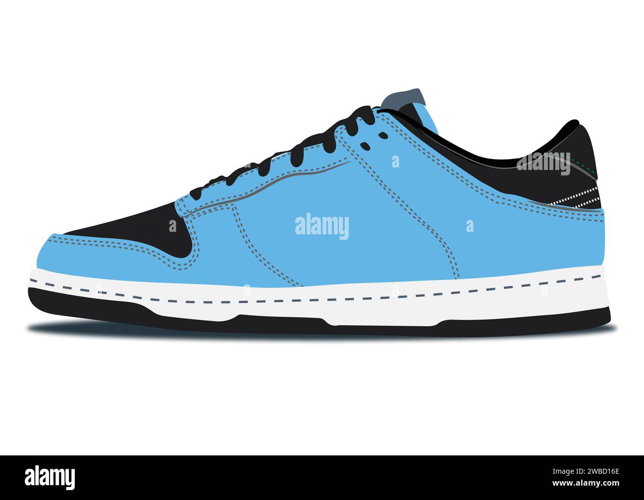 Illustrazione vettoriale delle scarpe Sneakers blu e nere Illustrazione Vettoriale