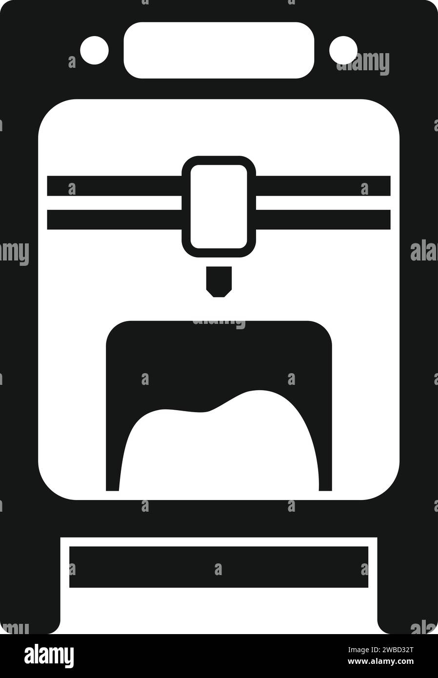 Icona di stampa medica vettore semplice. Anatomia bioprinting. Monitor uomo macchina Illustrazione Vettoriale
