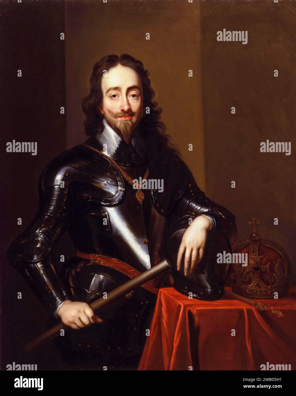 Re Carlo i d'Inghilterra (1600-1649), ritratto dipinto ad olio su tela dopo Sir Anthony van Dyck, 1635-1699 Foto Stock