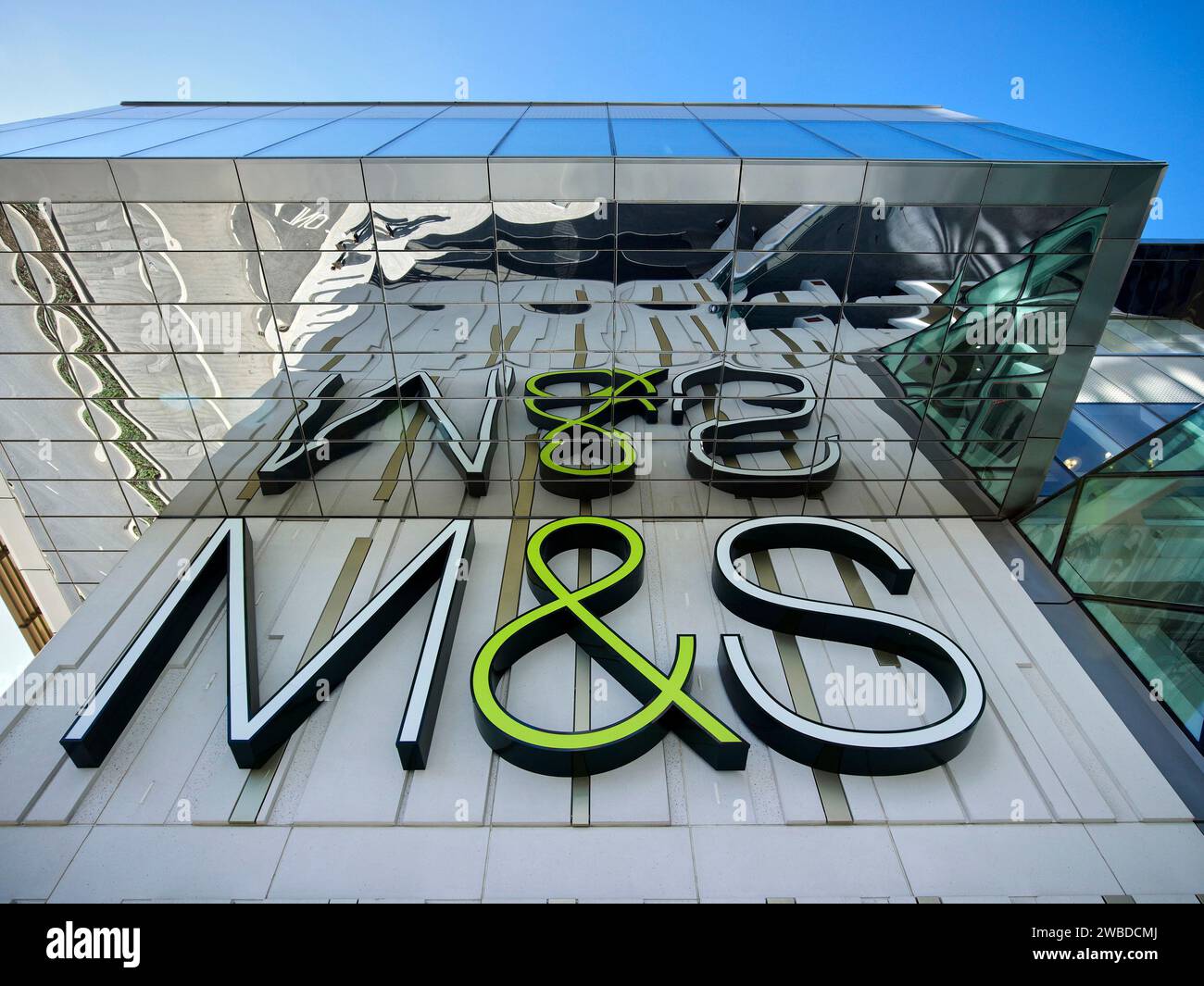 Logo M & S su Stratford Store, Londra, Regno Unito Foto Stock