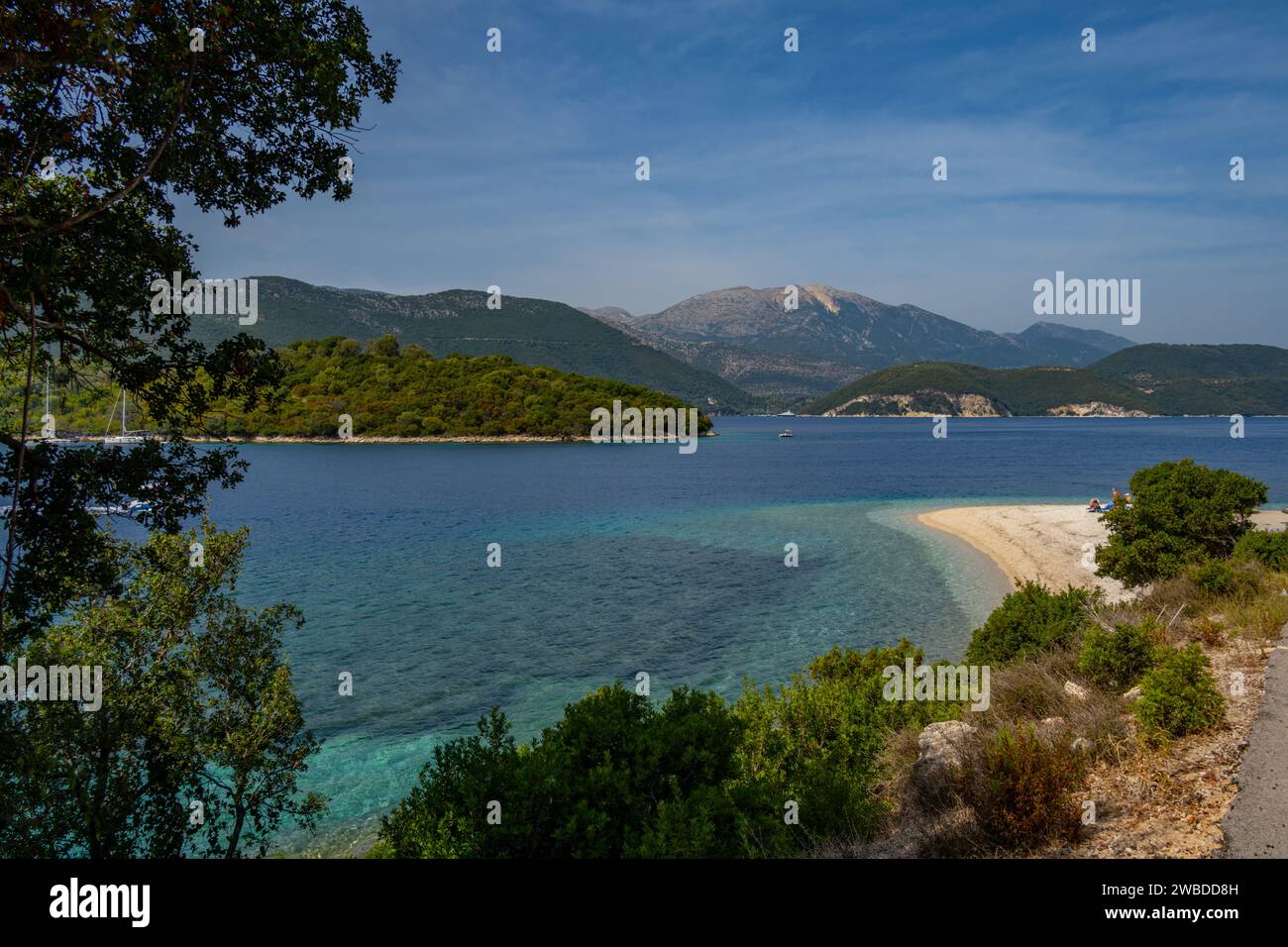 Spiaggia di Ammoglossa sull'isola greca ionica di Meganisi Foto Stock