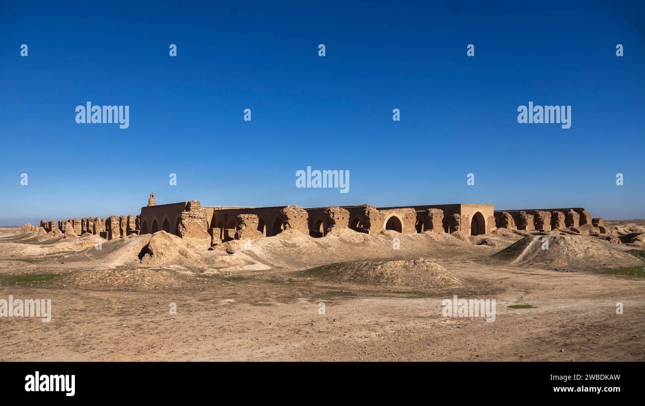 Vista esterna, Moschea Abbaside Abu Dulaf del IX secolo, Samarra, Iraq Foto Stock
