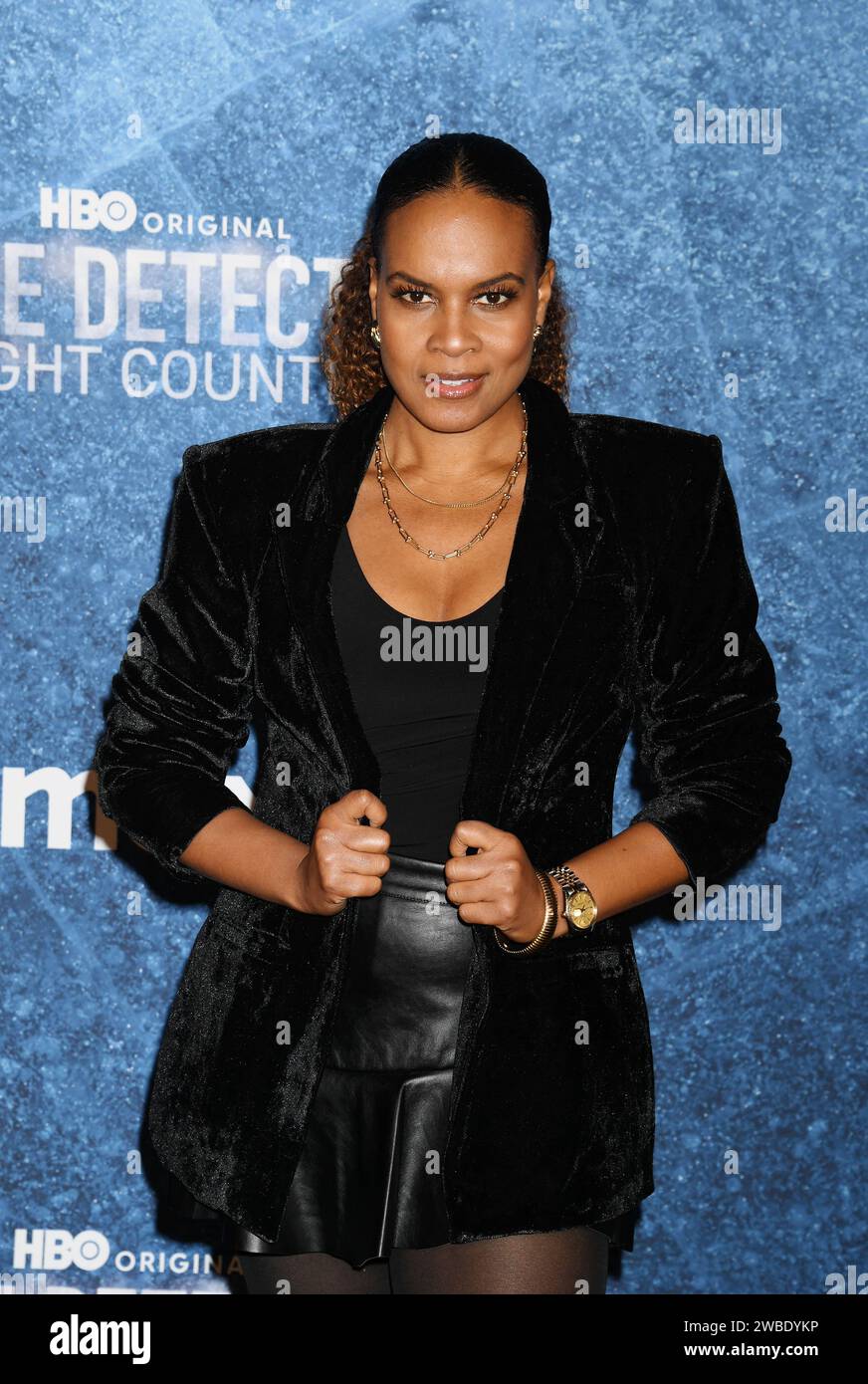 Los Angeles, California, USA. 9 gennaio 2024. Nefetari Spencer partecipa alla prima di Los Angeles della Warner Bros. "True Detective: Night Country" al Paramount Theatre il 9 gennaio 2024 a Los Angeles, California. Crediti: Jeffrey Mayer/JTM Photos/Media Punch/Alamy Live News Foto Stock