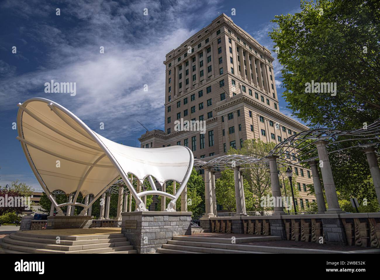 Bascom Lamar Lunsford Stage e Buncombe County Courthouse, Asheville, North Carolina, USA Foto Stock