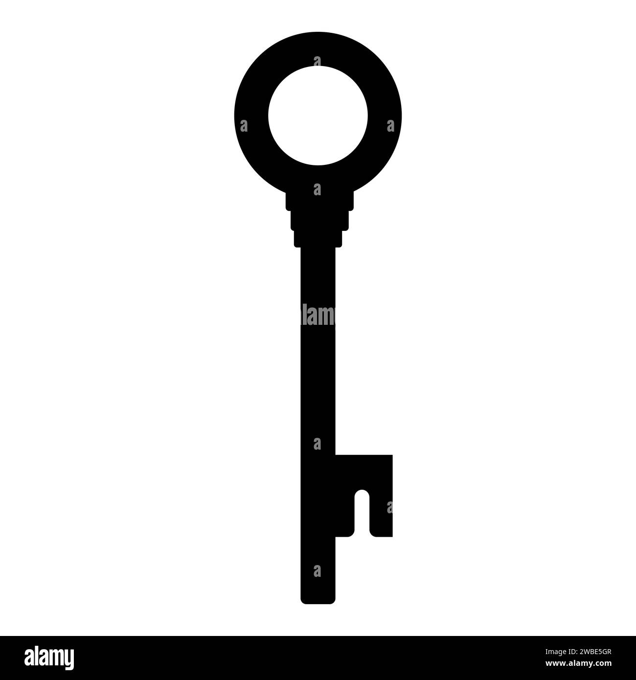 Vecchia icona della chiave della portiera con silhouette nera isolata su sfondo bianco. Illustrazione vettoriale per qualsiasi progetto Illustrazione Vettoriale