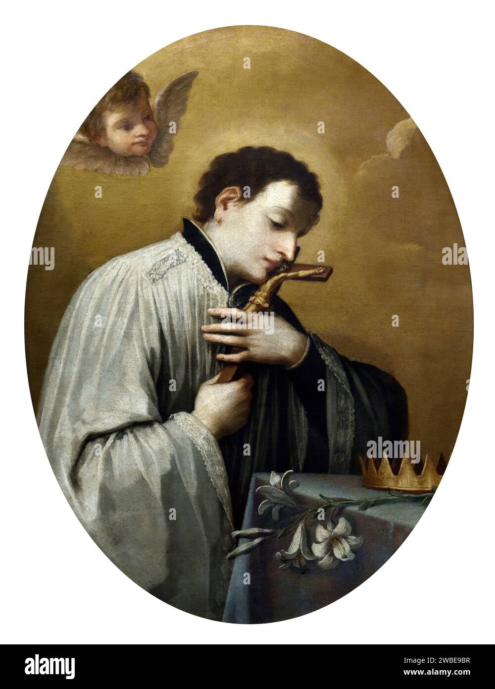 San Luigi Gonzaga - olio su tela - Girolamo Donnini - XVIII secolo - Correggio (re), Museo Civico il Correggio Foto Stock
