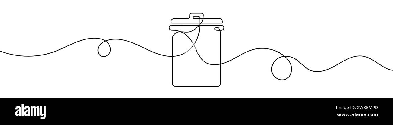 Disegno lineare modificabile continuo del cestino. Icona del cestino a riga singola. Illustrazione Vettoriale