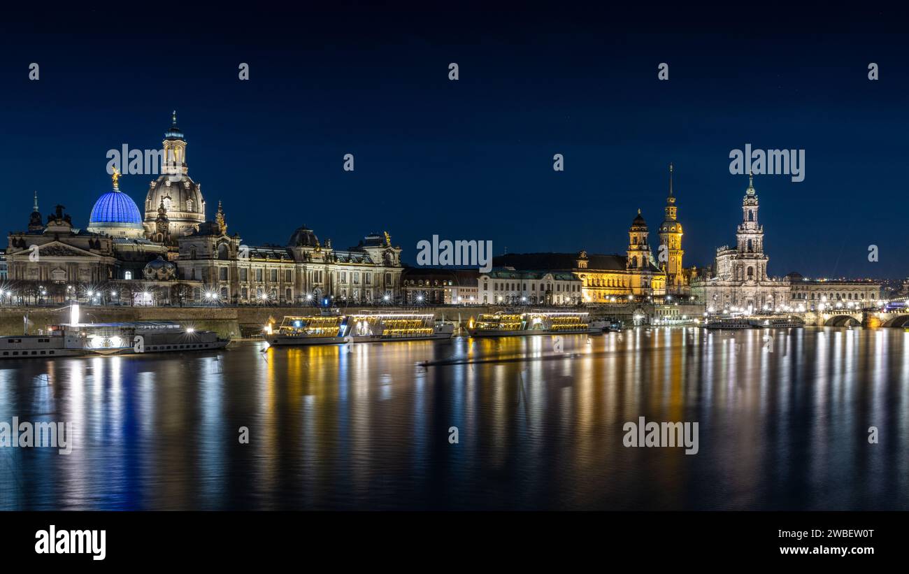 Dresden bei Hochwasser Foto Stock