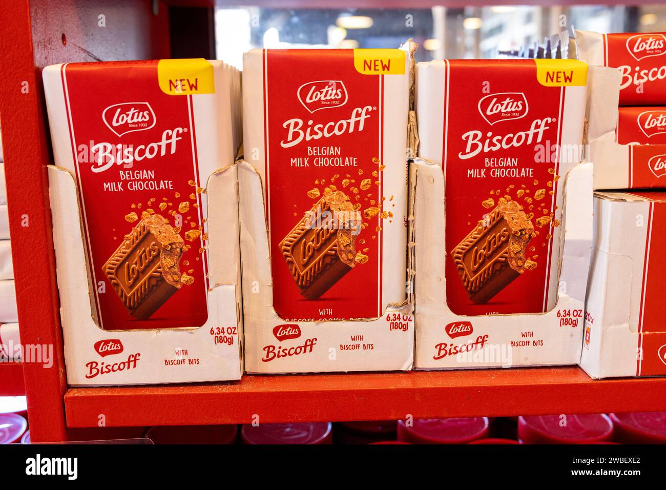 Lotus Biscoff Chocolate Bar in vendita al Biscoff Coffee Corner Pier 39 in sale San Francisco, 24 giugno 2023 Foto Stock