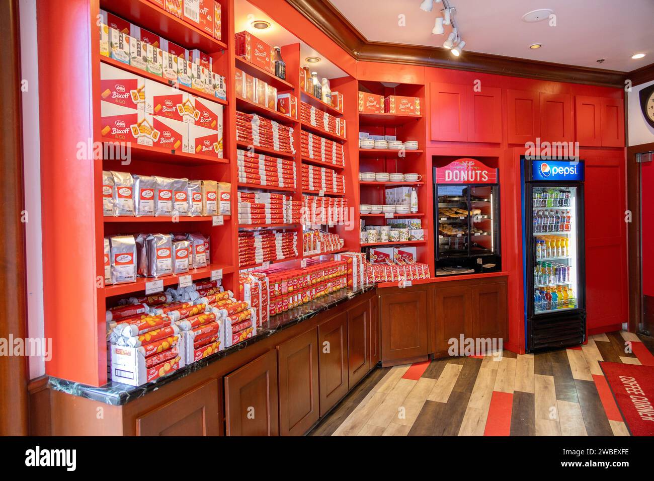 Lotus Biscoff Coffee Corner Shop San Francisco Pier 39 Store interno San Francisco, 24 giugno 2023 Foto Stock