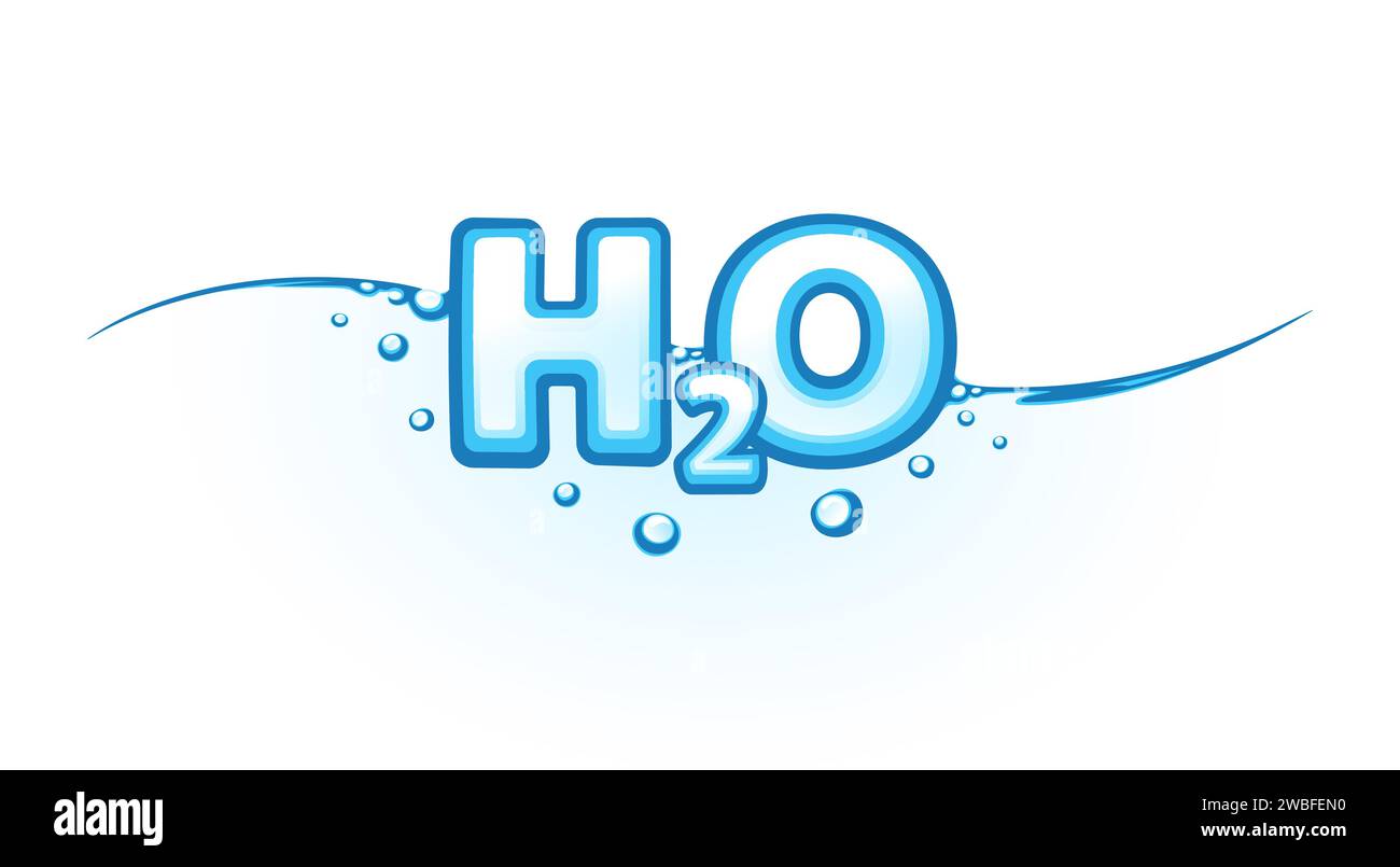 Illustrazione H2O. Formula chimica dell'acqua. EPS10 Illustrazione Vettoriale