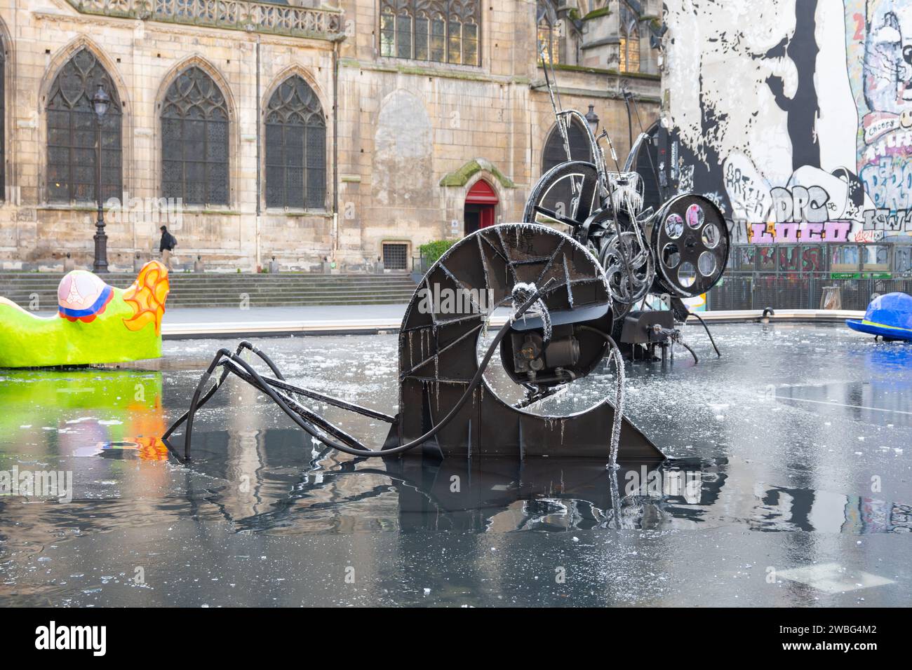 parigi, ile de france, la Fontana di Stravinsky (francese: La Fontaine Stravinsky), solo editoriale. Foto Stock