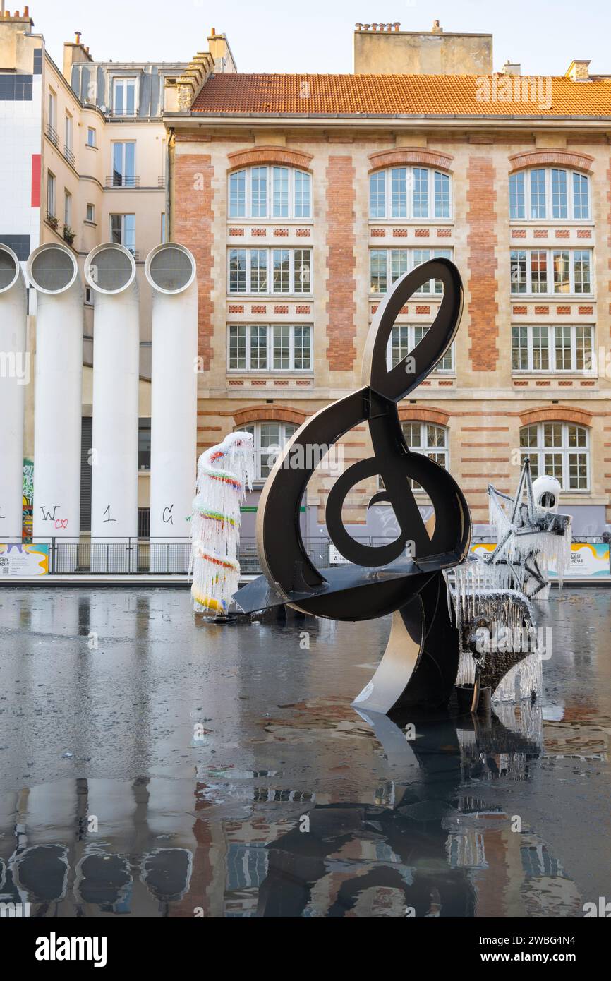 parigi, ile de france, la Fontana di Stravinsky (francese: La Fontaine Stravinsky), solo editoriale. Foto Stock