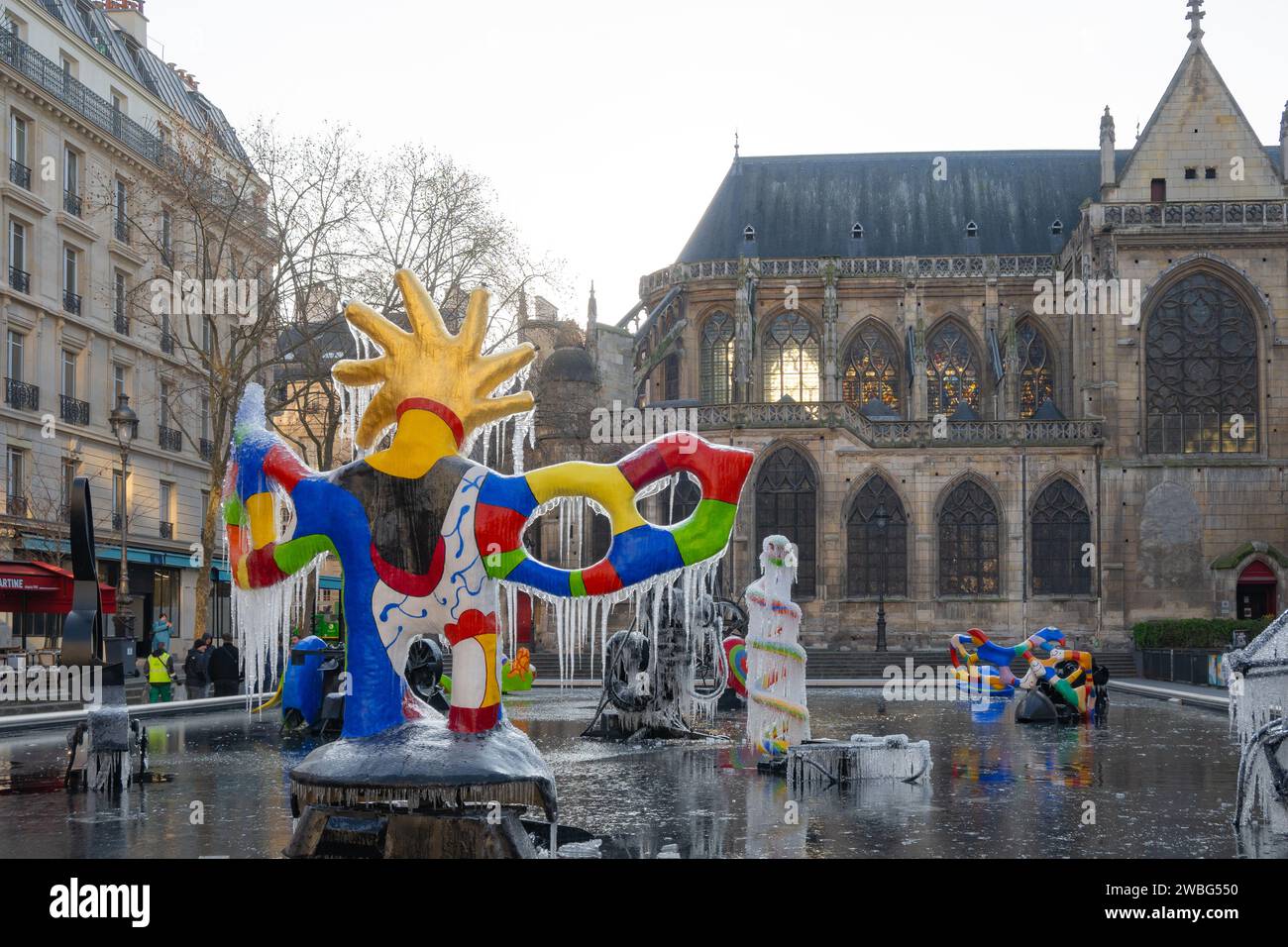 parigi, ile de france, la Fontana di Stravinsky (francese: La Fontaine Stravinsky), solo editoriale. Foto Stock