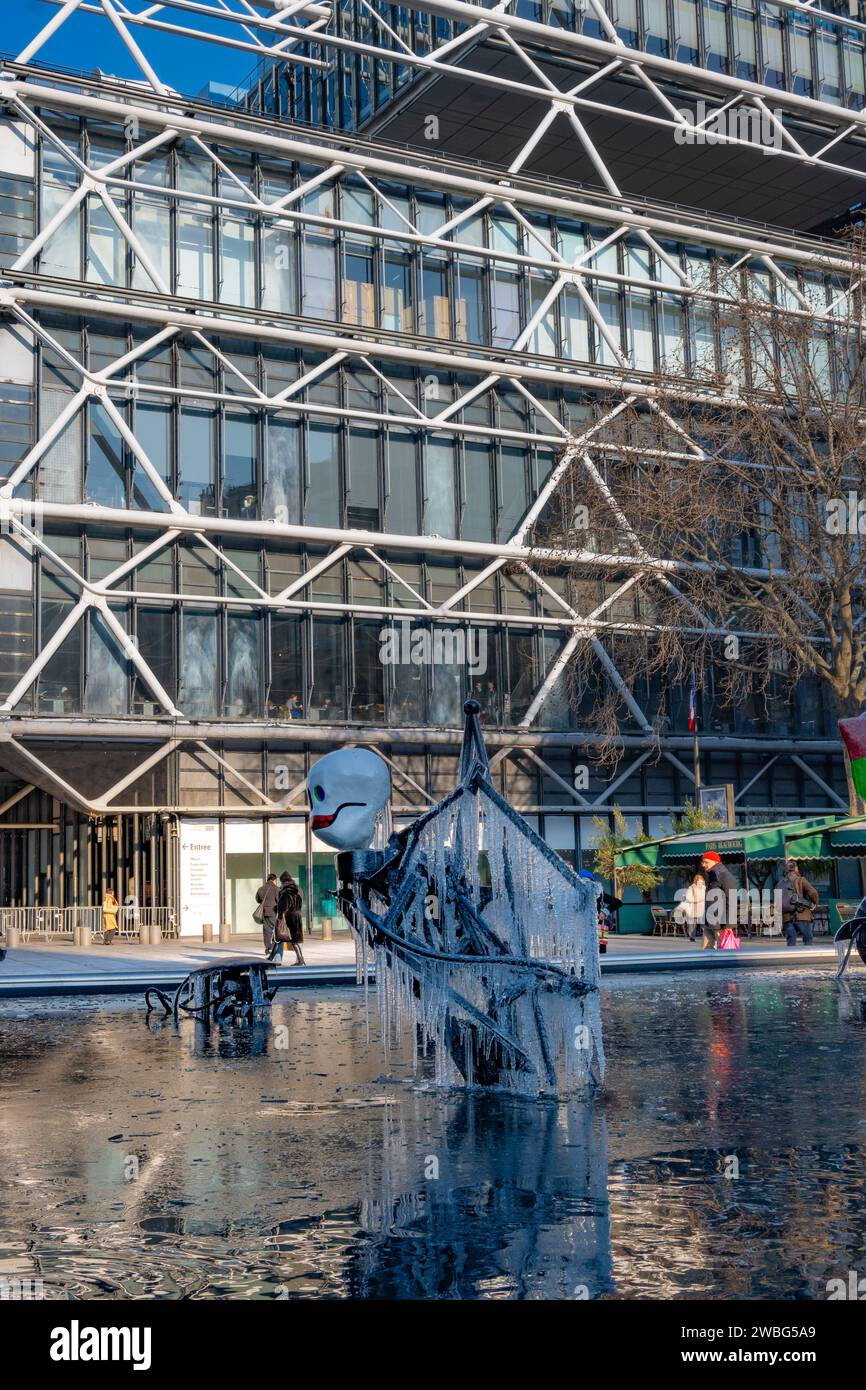 parigi, ile de france, la Fontana di Stravinsky (francese: La Fontaine Stravinsky), solo editoriale. Foto Stock