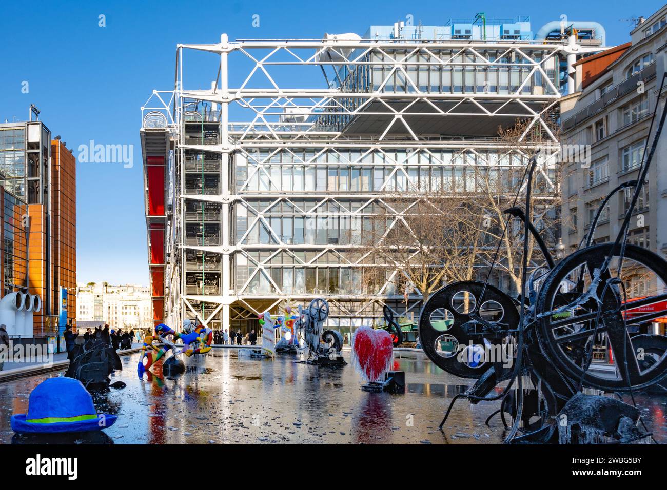 parigi, ile de france, la Fontana di Stravinsky (francese: La Fontaine Stravinsky), solo editoriale. Foto Stock