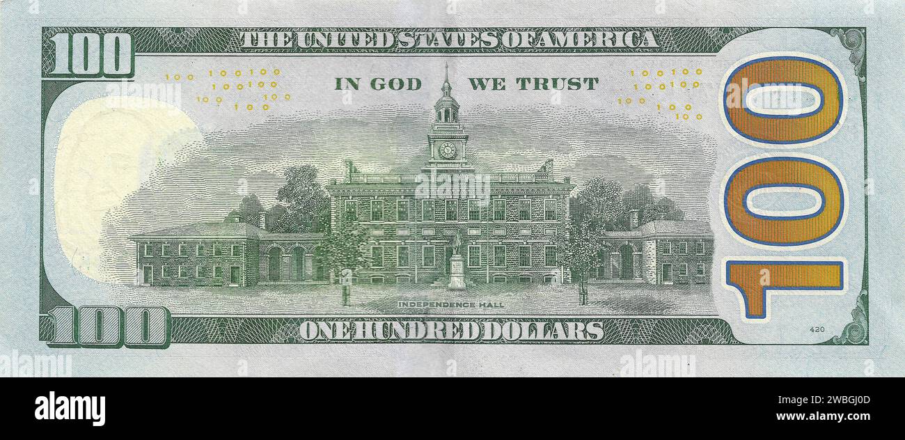 Banconota da 100 dollari che rappresenta l'economia americana, simbolo di prosperità e libertà economica. Foto Stock