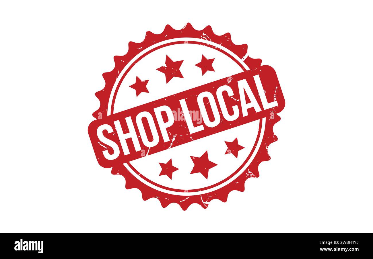 Acquista francobollo locale. Red Shop Local Rubber grunge Stamp Illustrazione Vettoriale