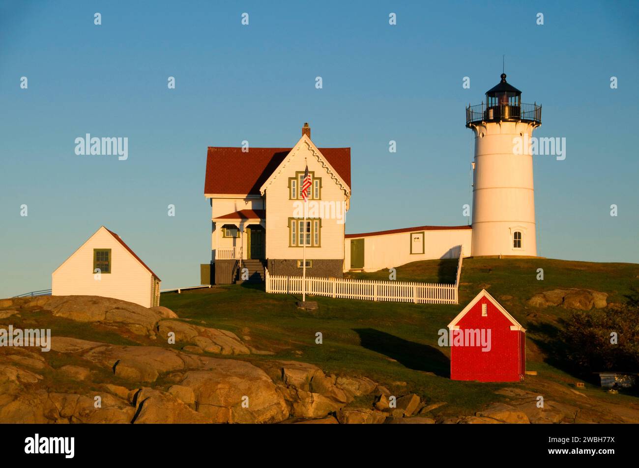 Nubble faro, Cape Neddick Stazione di luce, Sohier Park, York Beach, Maine Foto Stock