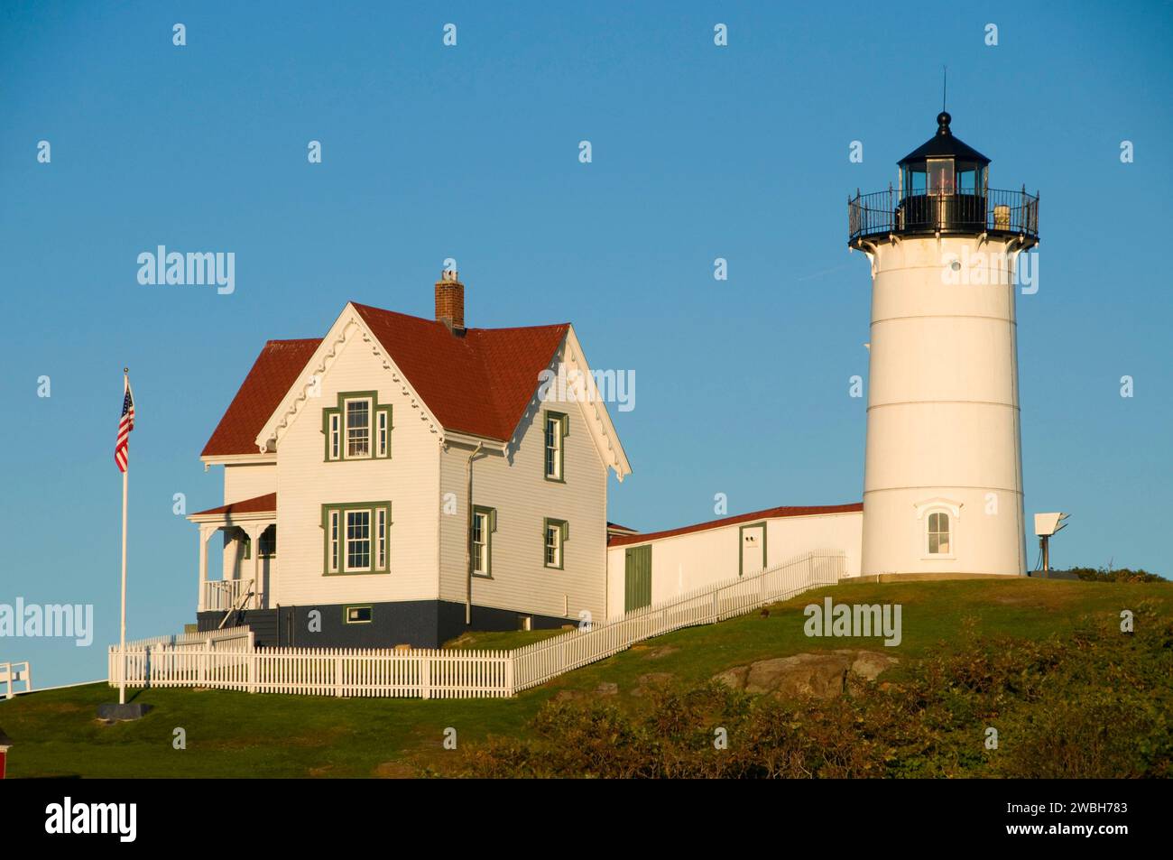 Nubble faro, Cape Neddick Stazione di luce, Sohier Park, York Beach, Maine Foto Stock