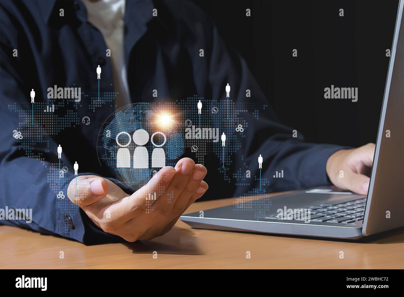 Concetto di servizio clienti, relazioni con i clienti tecnologia digitale globale di sviluppo aziendale Foto Stock
