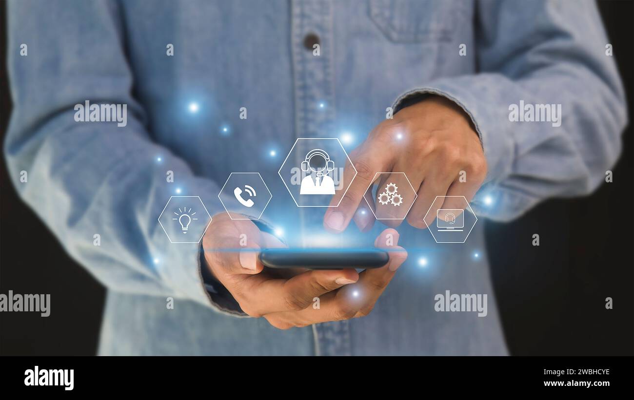 24-7 assistenza, contatto in tutto il mondo, assistenza clienti, 24/7 assistenza clienti e consulenza. Foto Stock