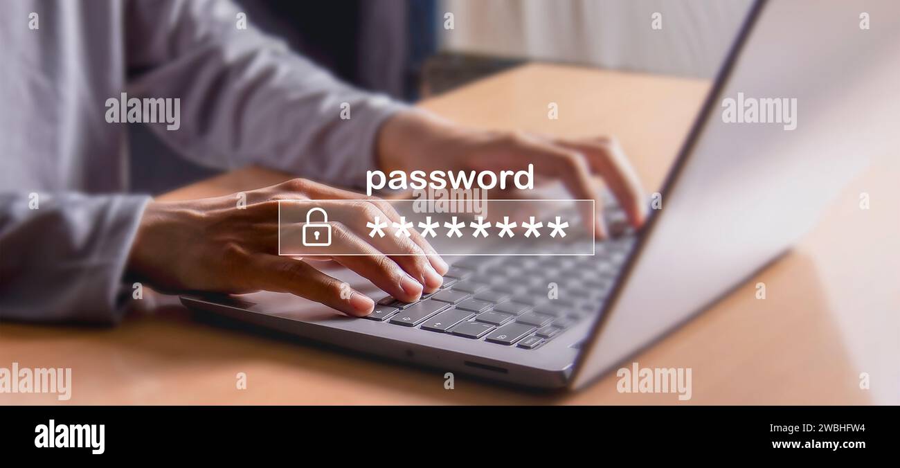 Password per accedere al sistema di sicurezza concetto di sicurezza informatica utente Foto Stock