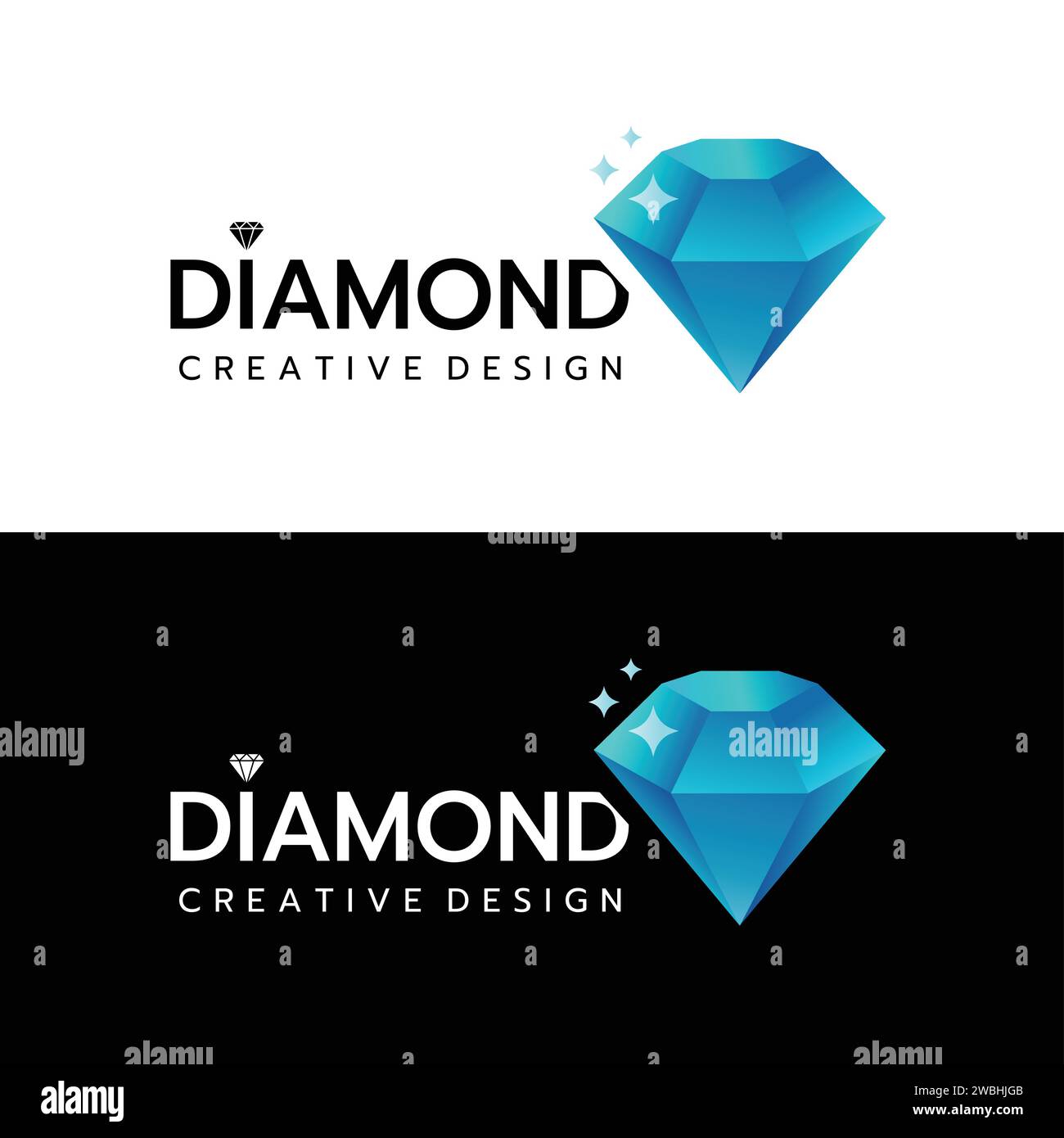 Modello con logo Beautiful Diamond Jewelry, immagine stilizzata dell'icona con il logo Diamond, gioielli Diamond su sfondo bianco illustrazione vettoriale Illustrazione Vettoriale