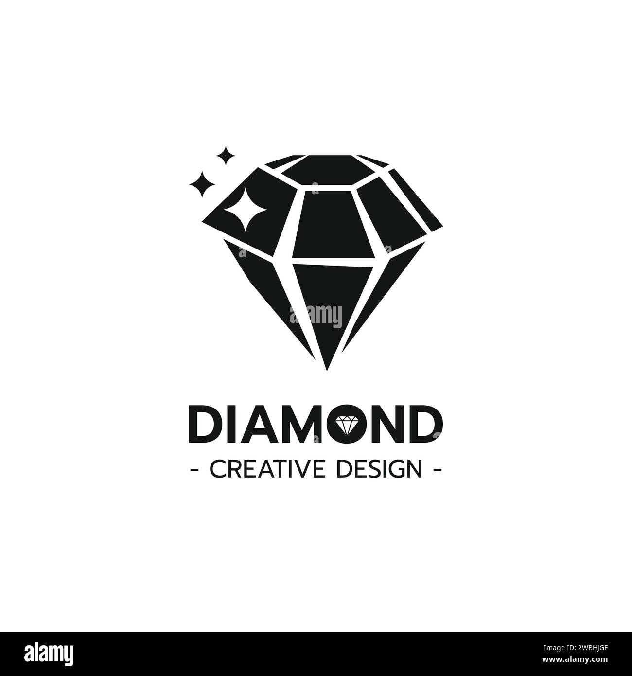 Modello con logo Beautiful Diamond Jewelry, immagine stilizzata dell'icona con il logo Diamond, gioielli Diamond su sfondo bianco illustrazione vettoriale Illustrazione Vettoriale