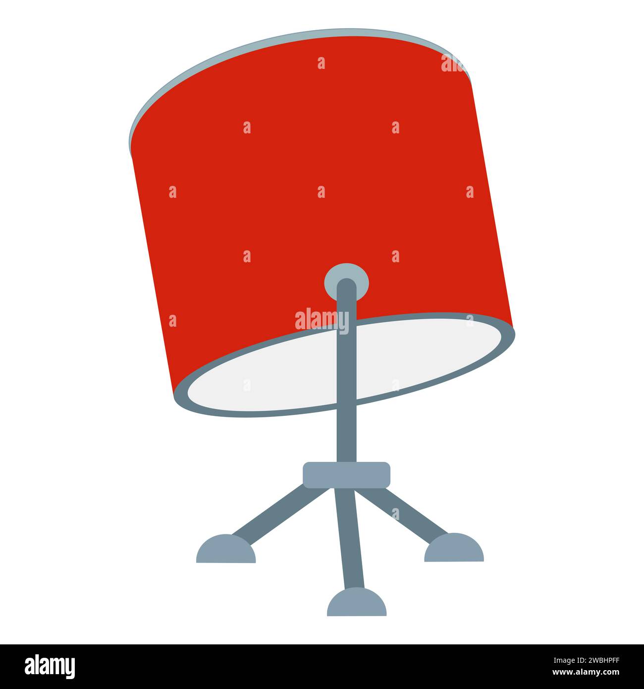 Basso a tamburo in piedi, strumento di percussione musicale, un'illustrazione di Un bellissimo tamburo basso classico in stile retrò su supporto. Elemento piatto vettoriale isolato Illustrazione Vettoriale