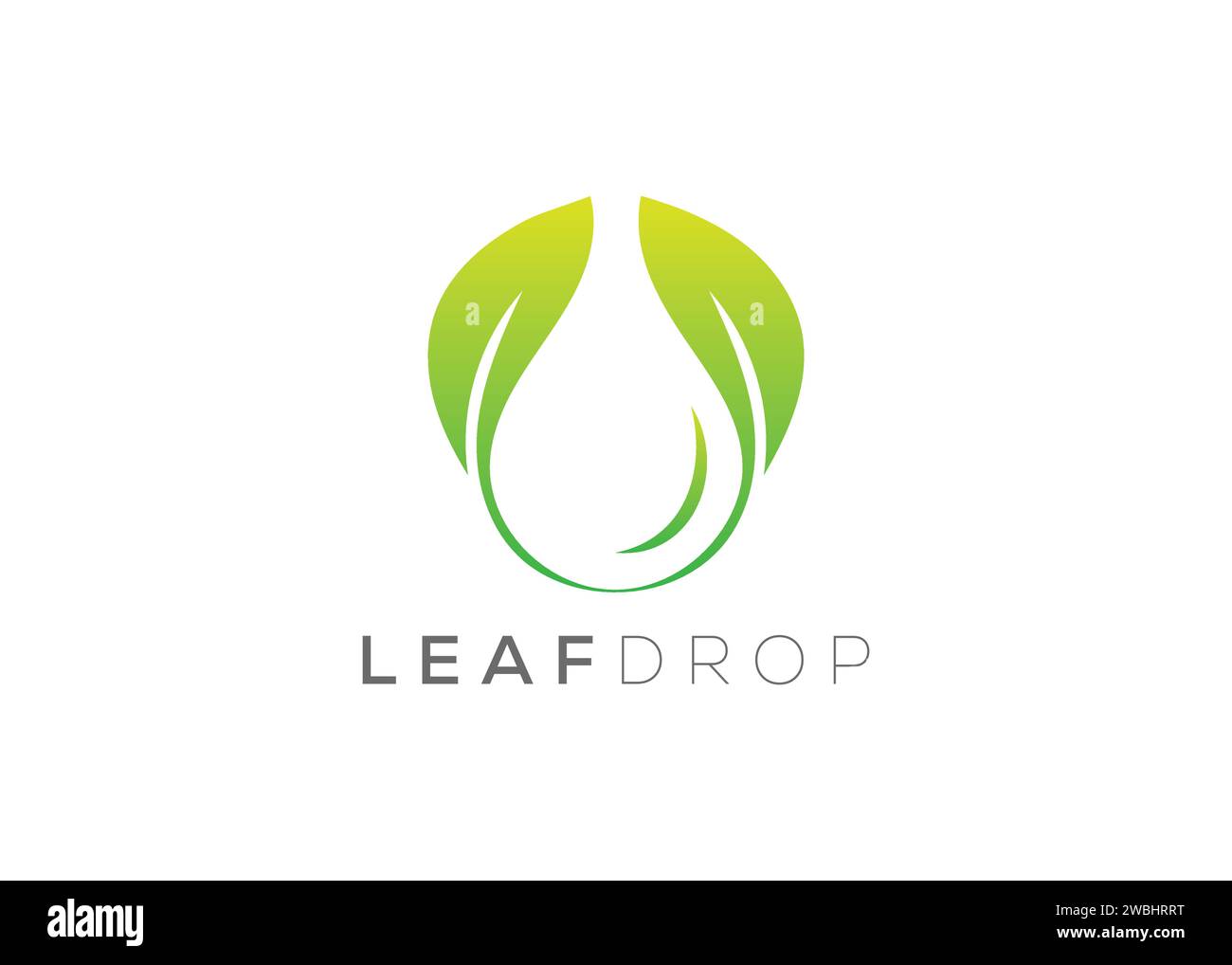 Modello vettoriale con logo a goccia d'acqua e foglia verde. Logo vettore delle gocce d'acqua naturali Illustrazione Vettoriale