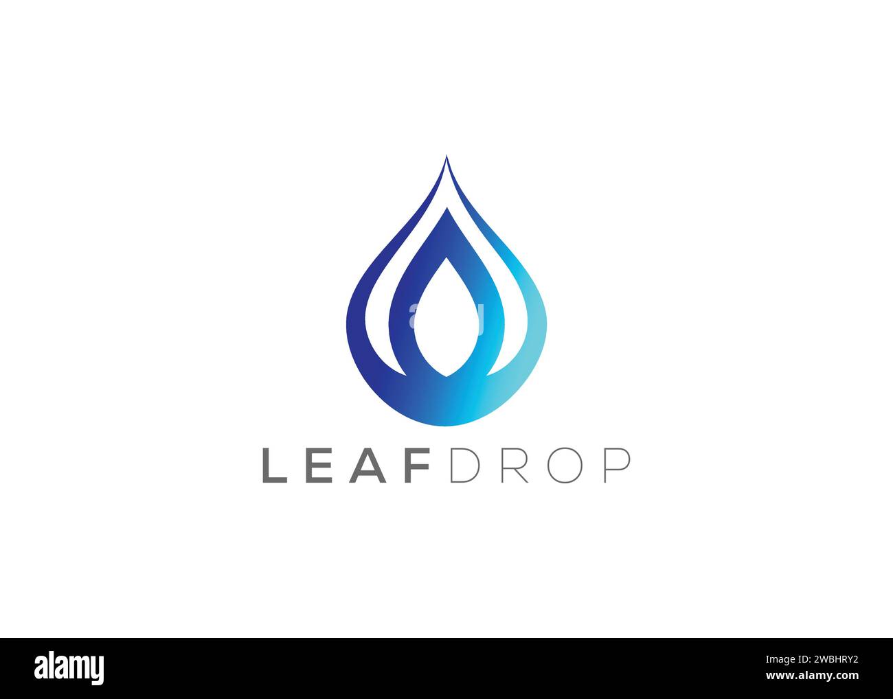 Modello vettoriale con logo a goccia d'acqua e foglia verde. Logo vettore delle gocce d'acqua naturali Illustrazione Vettoriale