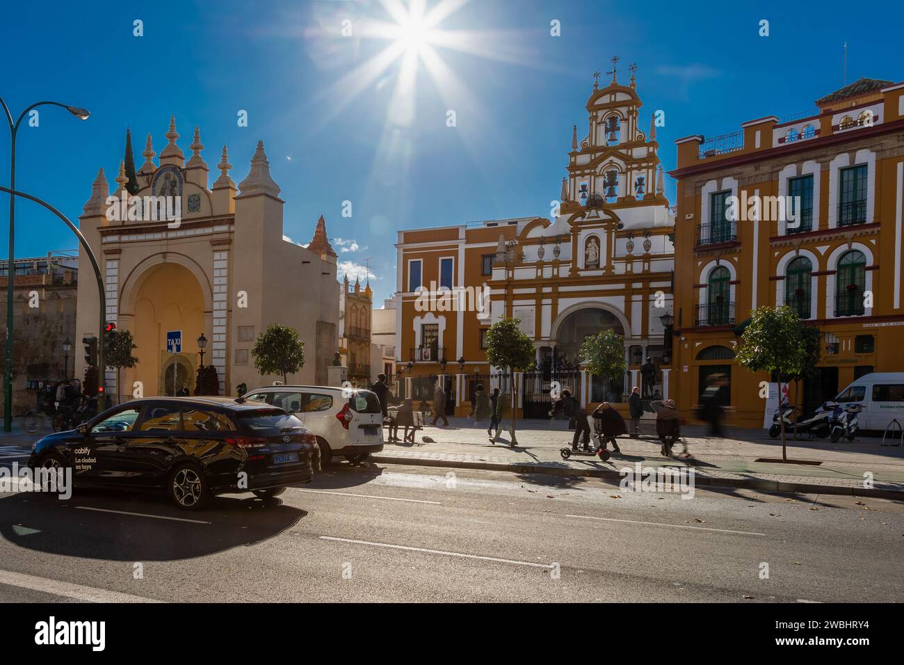 La basilique de Macarena è una chiesa neo-barocca che risale al 1949 in onore della vergine Maria "la Virgen de la Esperanza Macarena" in Downt Foto Stock