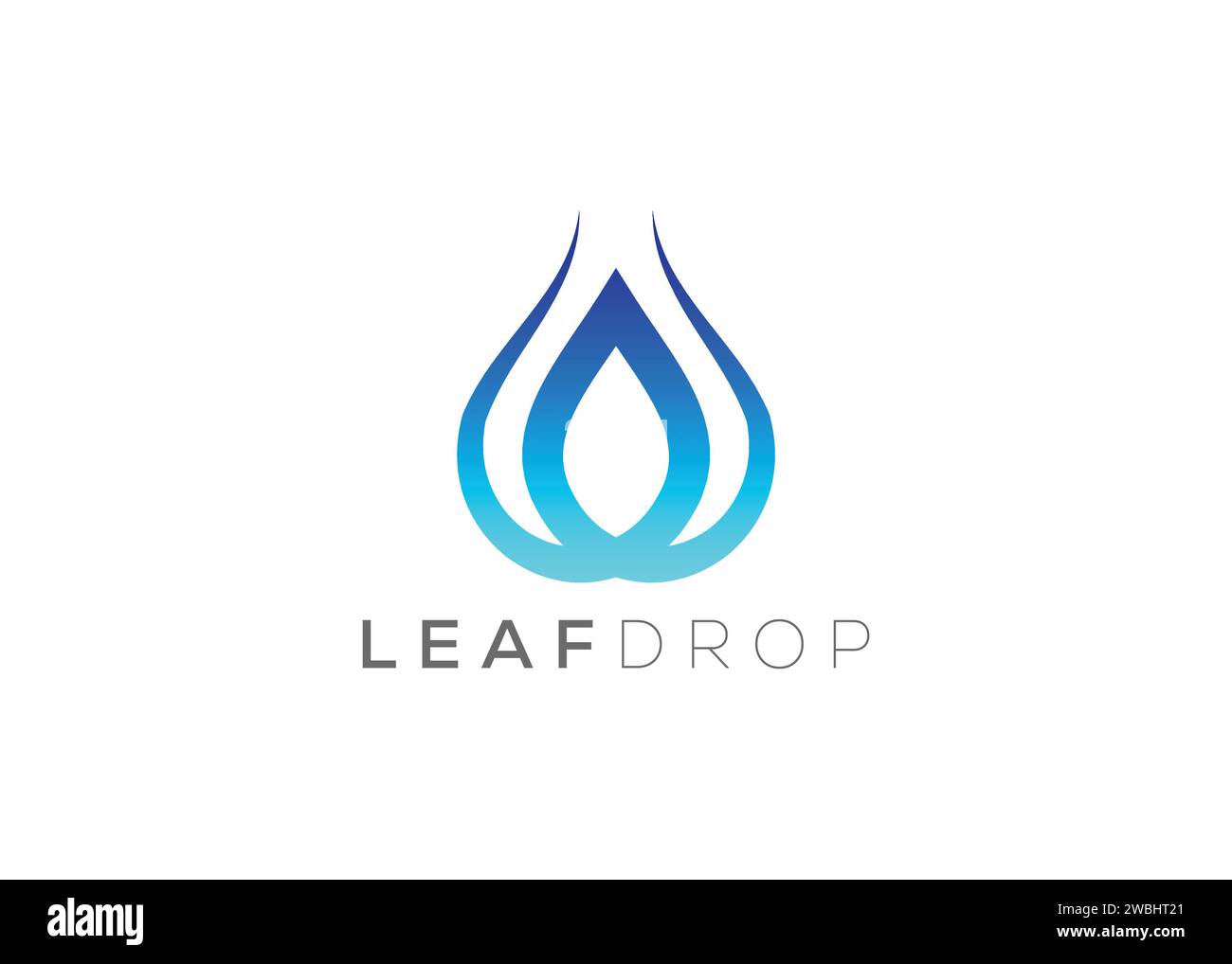 Modello vettoriale con logo a goccia d'acqua e foglia verde. Logo vettore delle gocce d'acqua naturali Illustrazione Vettoriale