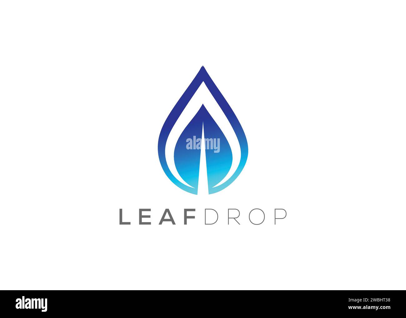 Modello vettoriale con logo a goccia d'acqua e foglia verde. Logo vettore delle gocce d'acqua naturali Illustrazione Vettoriale