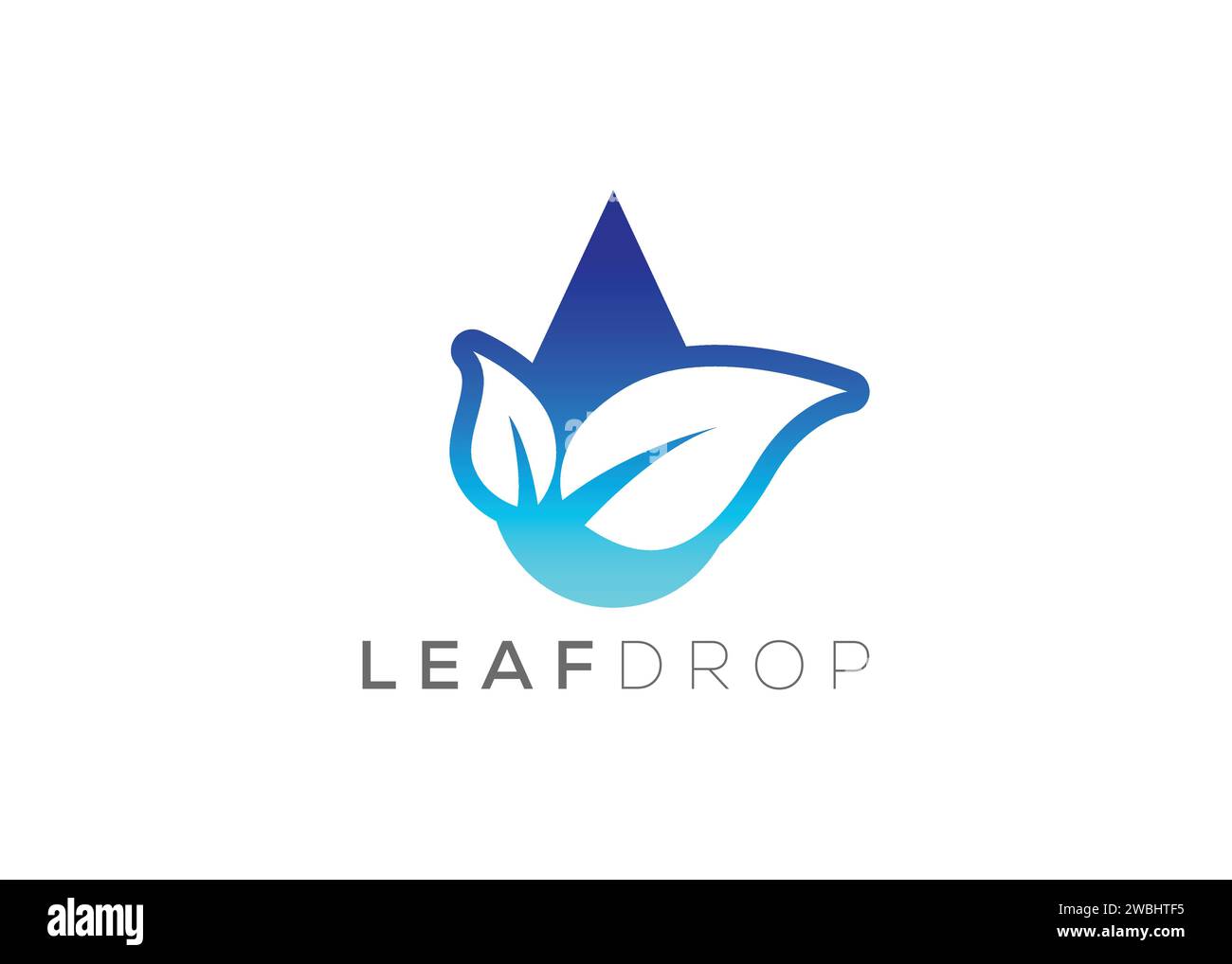 Modello vettoriale con logo a goccia d'acqua e foglia verde. Logo vettore delle gocce d'acqua naturali Illustrazione Vettoriale