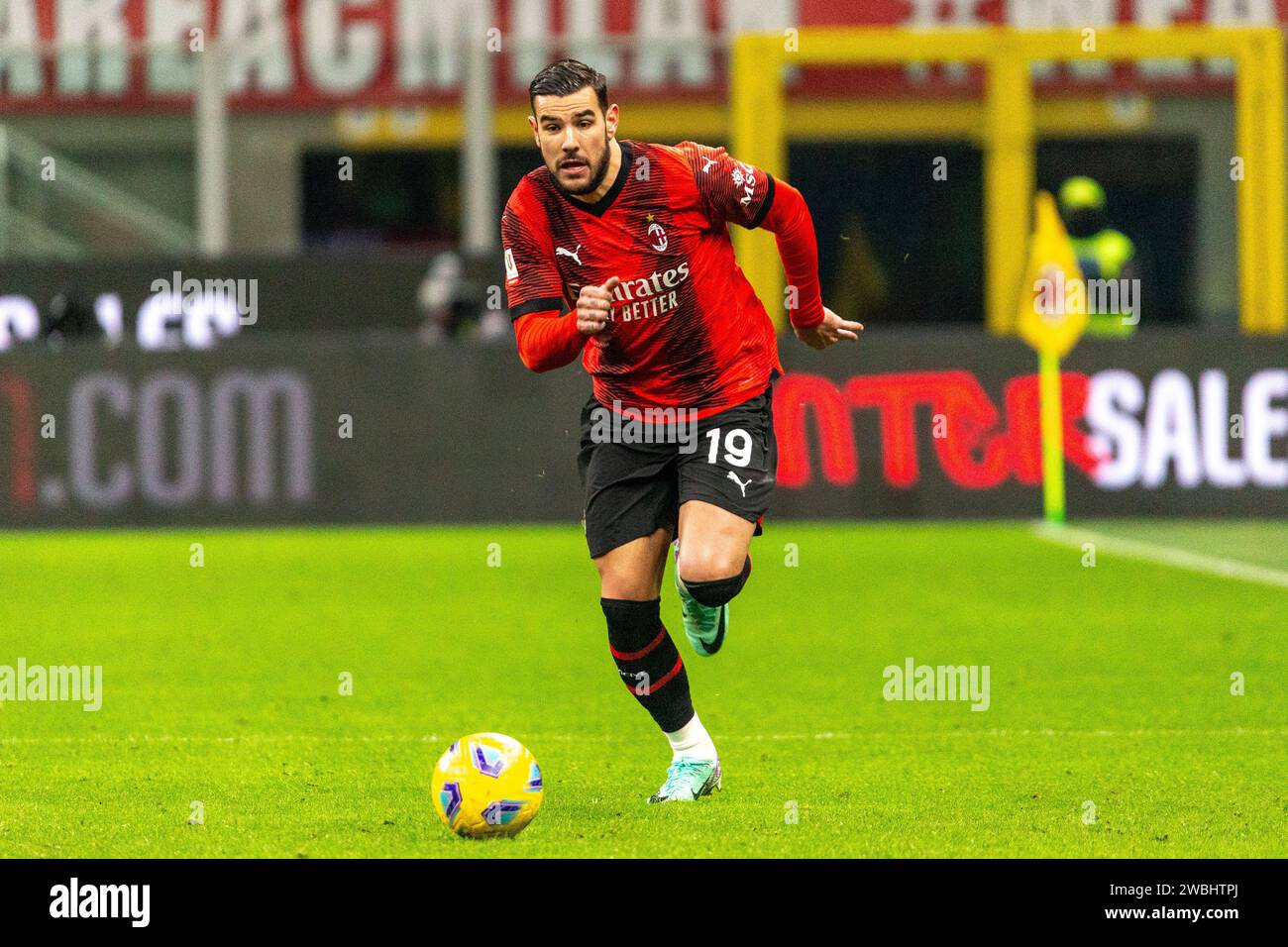 Milano, Italia - 10 gennaio 2024 - Milano-Atalanta coppa Italia - theo hernandez a.c. milano credito: Kines Milano/Alamy Live News Foto Stock