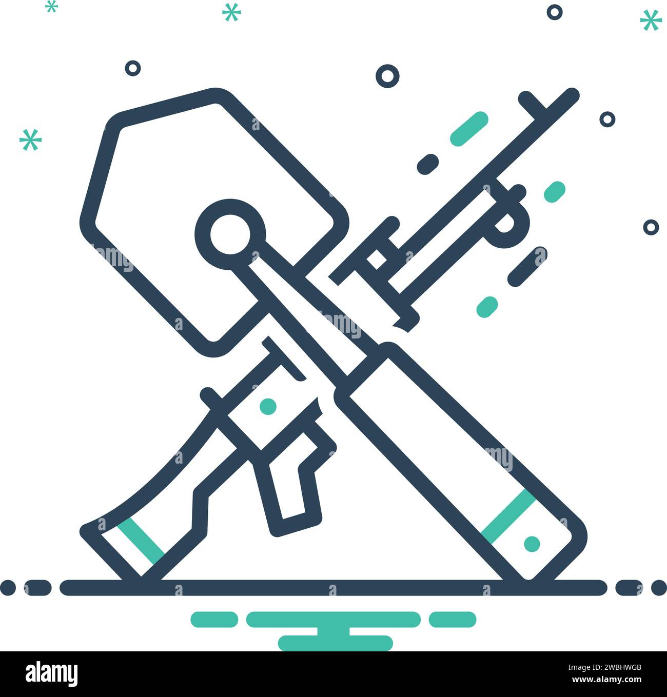 Icona per trincerare, strumento agricolo Illustrazione Vettoriale