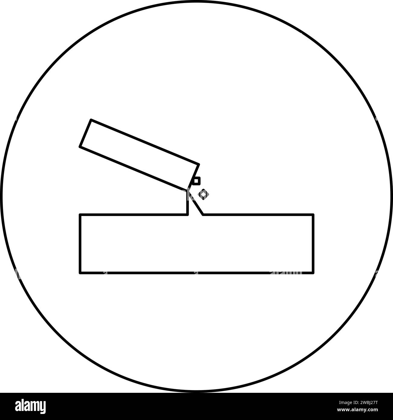 Il calcestruzzo versa l'icona di fusione in cerchio rotondo di colore nero illustrazione vettoriale contorno immagine linea di contorno linea sottile semplice Illustrazione Vettoriale